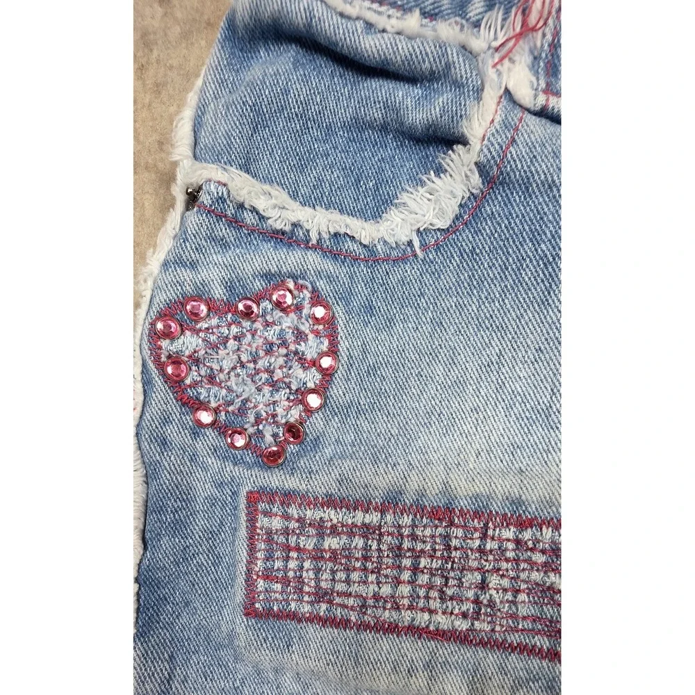 Zana Di Girls Y2K Jeans Size 8, Fringe Distressed Light‎ Wash